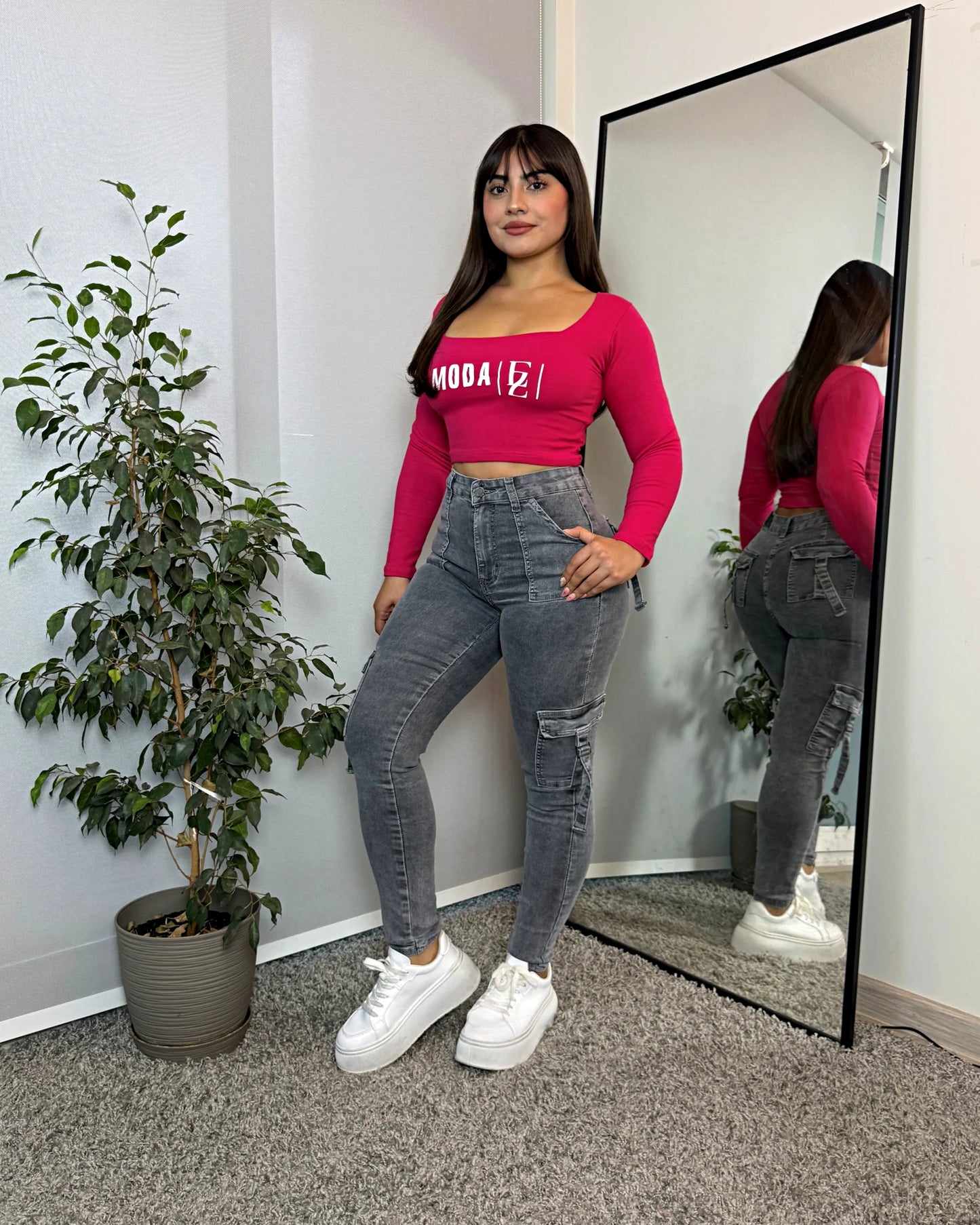 MB2076-3 (P2) | Skinny Cargo Gris | Menina | Venta Por Mayor