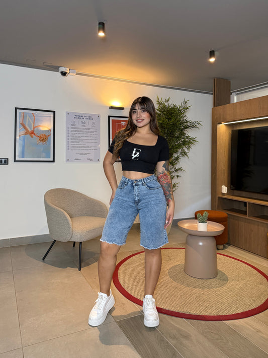 MB2099 (F4) | Bermuda Con Parches Brillantes | Menina | Venta Por Mayor