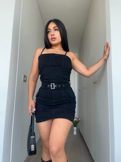 MB424-1 (K7) | Enterito Falda Short Cargo Negro | Menina | Venta Por Mayor