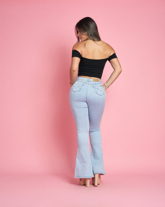 MB427 (D1) | Jeans Flare Lineal Celeste | Menina | Venta Por Mayor