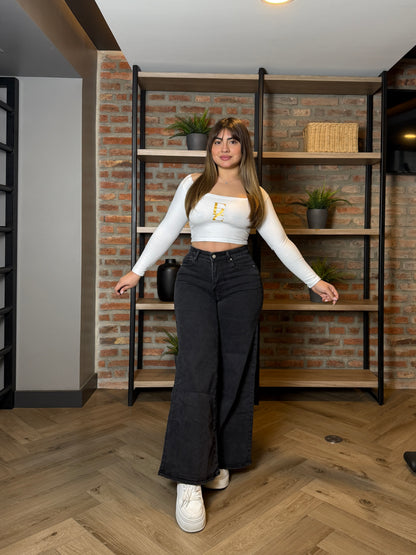 MB439-1 (E2) | Jeans Wide Leg Gris | Menina | Venta Por Mayor