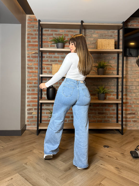 MB439 (G6) | Jeans Wide Leg Azul Claro | Menina | Venta Por Mayor