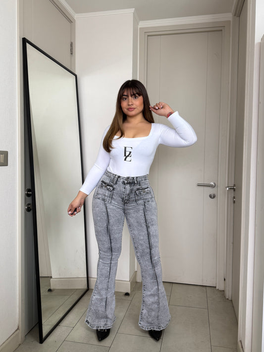MB460-2 (S2) | Jeans Flare Gris | Menina | Venta Por Mayor