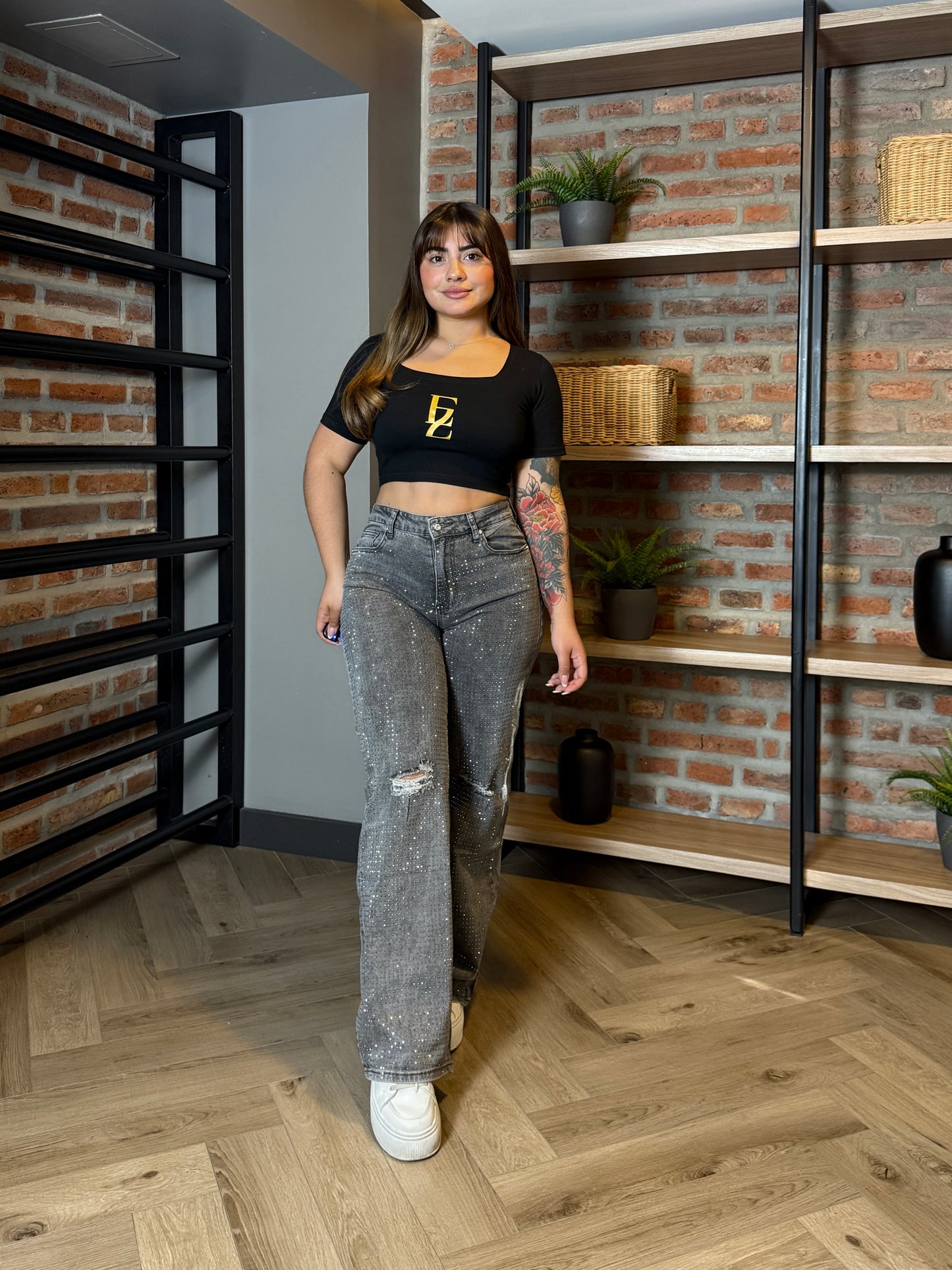 MB7031-3 (C2) | Jeans Recto Brillos Gris | Menina | Venta Por Mayor