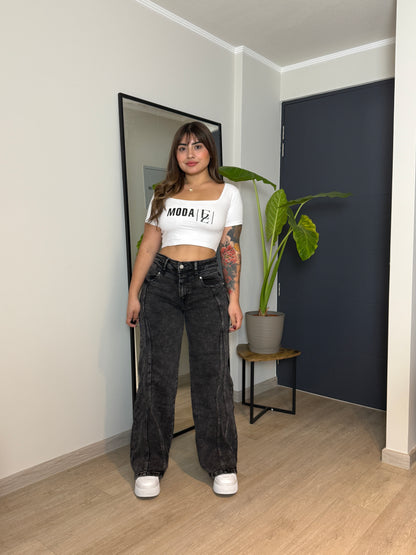 MB7051-1 (Q3) | Wide Leg Grafito Lineas | Menina | Venta Por Mayor