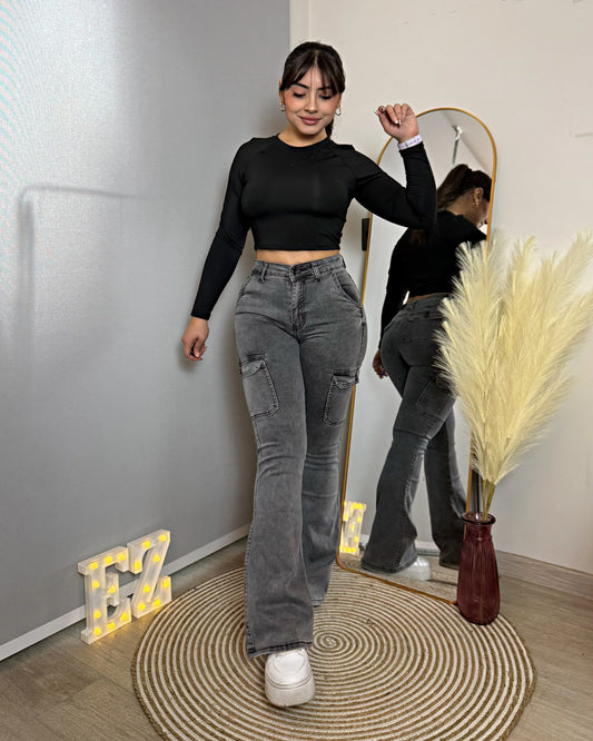 MC1042-2 (A4) | Flare Cargo Grafito | Menina | Venta Por Mayor
