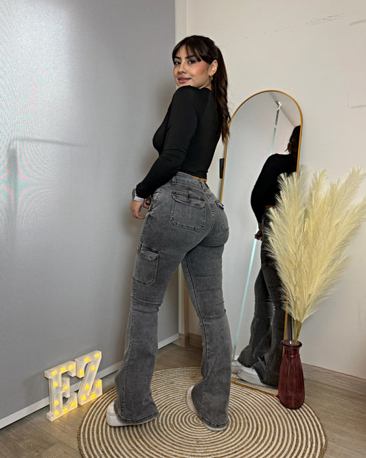 MC1042-2 (A4) | Flare Cargo Grafito | Menina | Venta Por Mayor