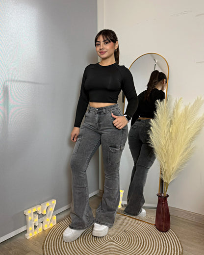 MC1042-2 (A4) | Flare Cargo Grafito | Menina | Venta Por Mayor
