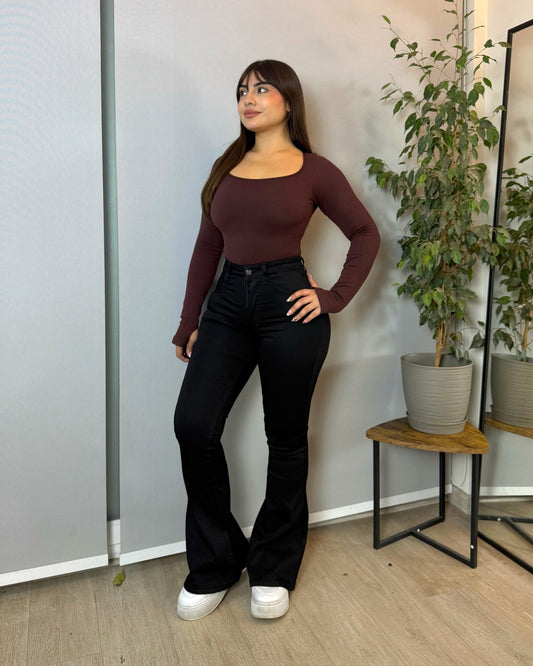 MC5005-2 (I5) | Flare Negro Con Faja | Menina | Venta Por Mayor