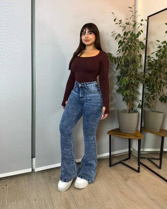 MC5005 (I1) | Flare Celeste Con Faja | Menina | Venta Por Mayor