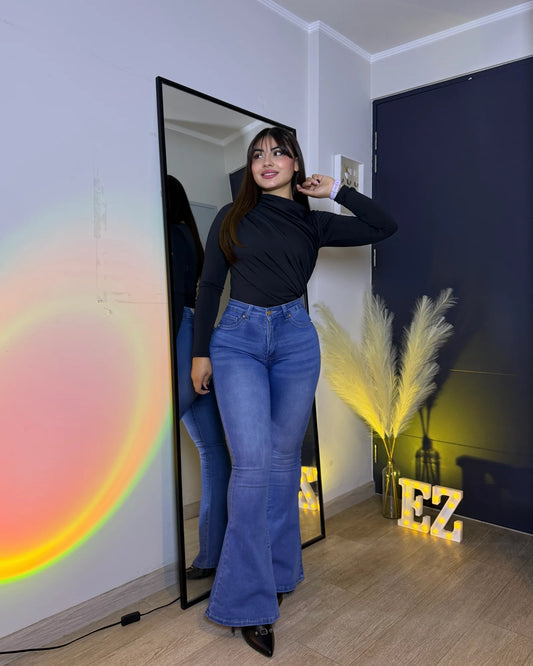 MC5008 (I5) | Flare Con Faja Bolsillo Con Tapa Celeste Focalizado  | Menina | Venta por Mayor