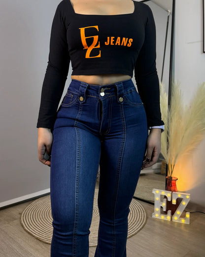 MC5010-1 (I6) | Flare Con Faja Azul 2 Botones | Menina | Venta Por Mayor