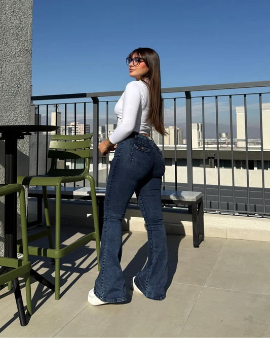 MC5012 (F3) | Flare Azul Jaspeado Lineal Bolsillo Con Tapa | Menina | Venta Por Mayor