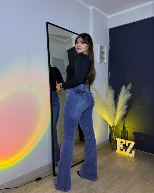 N1102-2 (F1) | Flare Azul Focalizado Bolsillo Con Tapa | Menina | Venta Por Mayor