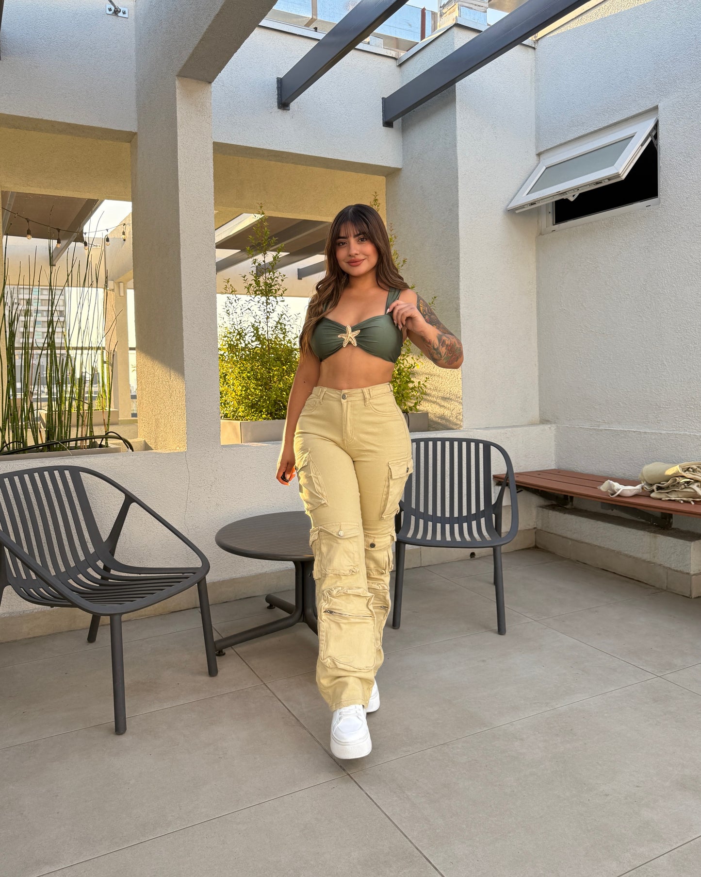 N20428-1 (A5) | Jeans Cargo Beige | Moda Estroz | Venta Por Mayor