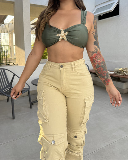 N20428-1 (A5) | Jeans Cargo Beige | Moda Estroz | Venta Por Mayor