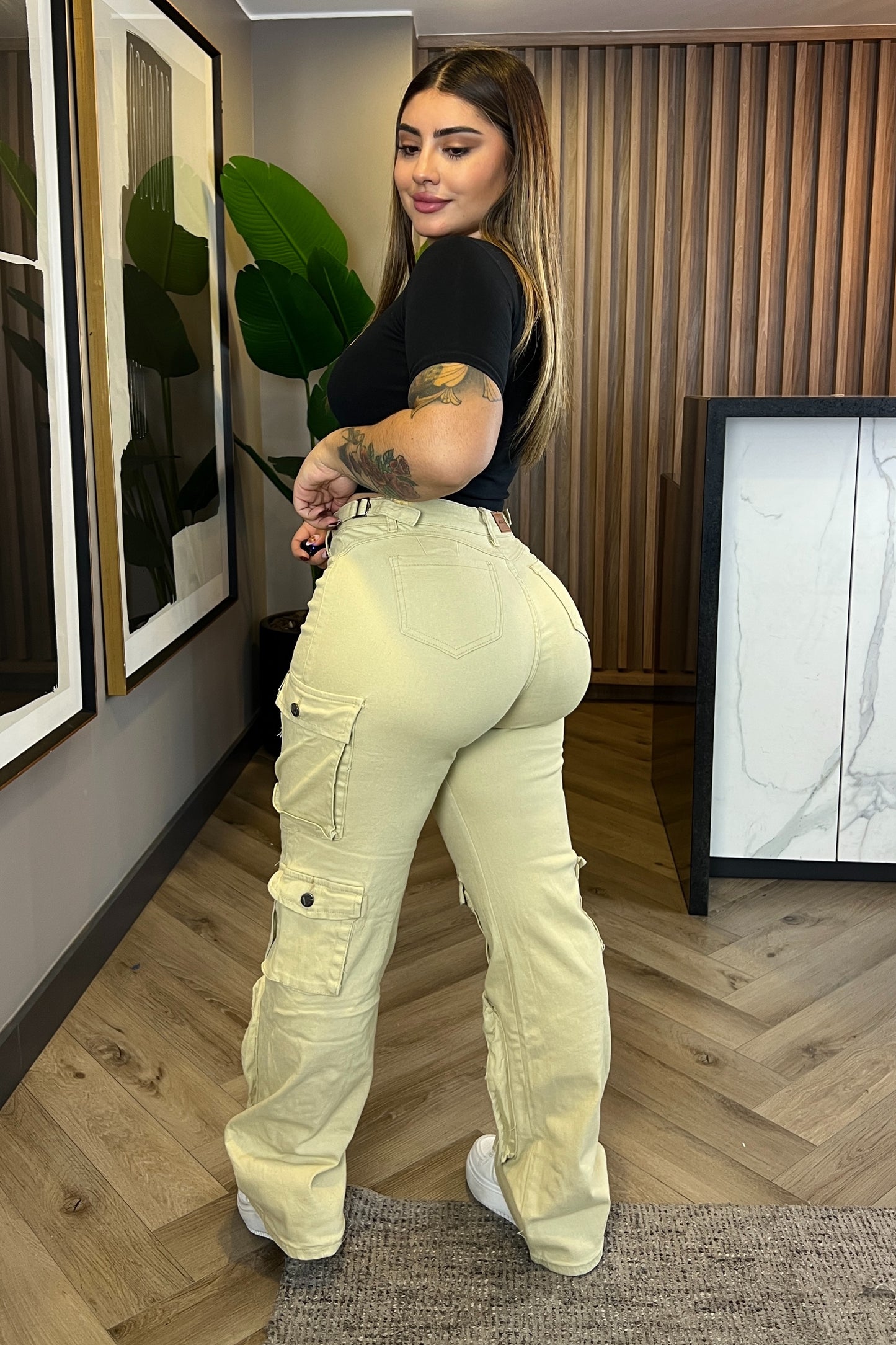N20428-1 (A5) | Jeans Cargo Beige | Moda Estroz | Venta Por Mayor