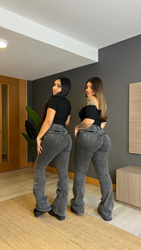 Jeans Flare Gris Oscuro | Modelo N241106-3 | Menina | Venta Por Mayor