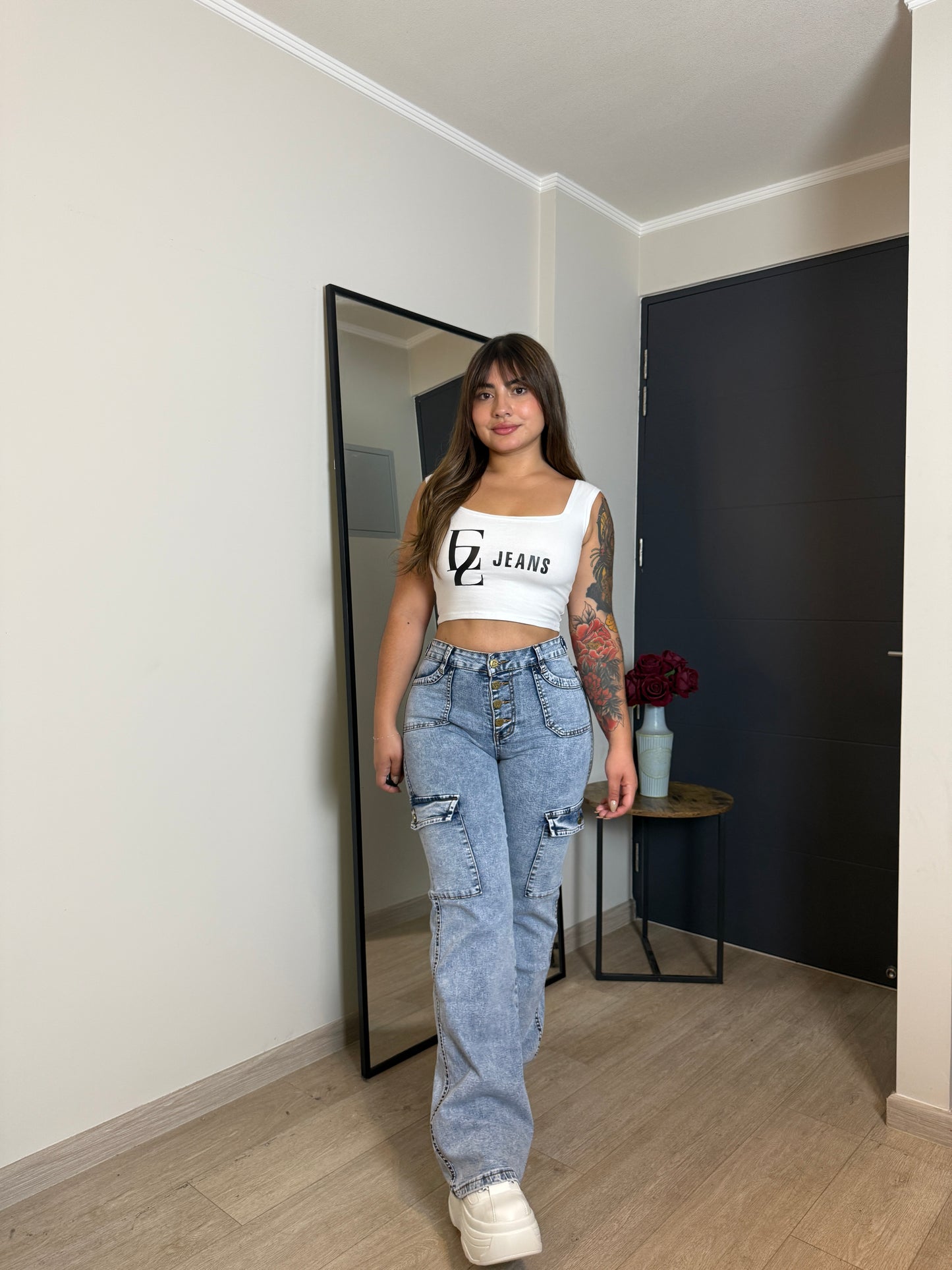 N2593-2 (H2) | Cargo Celeste Jaspeado 5 Botones | Menina | Venta Por Mayor