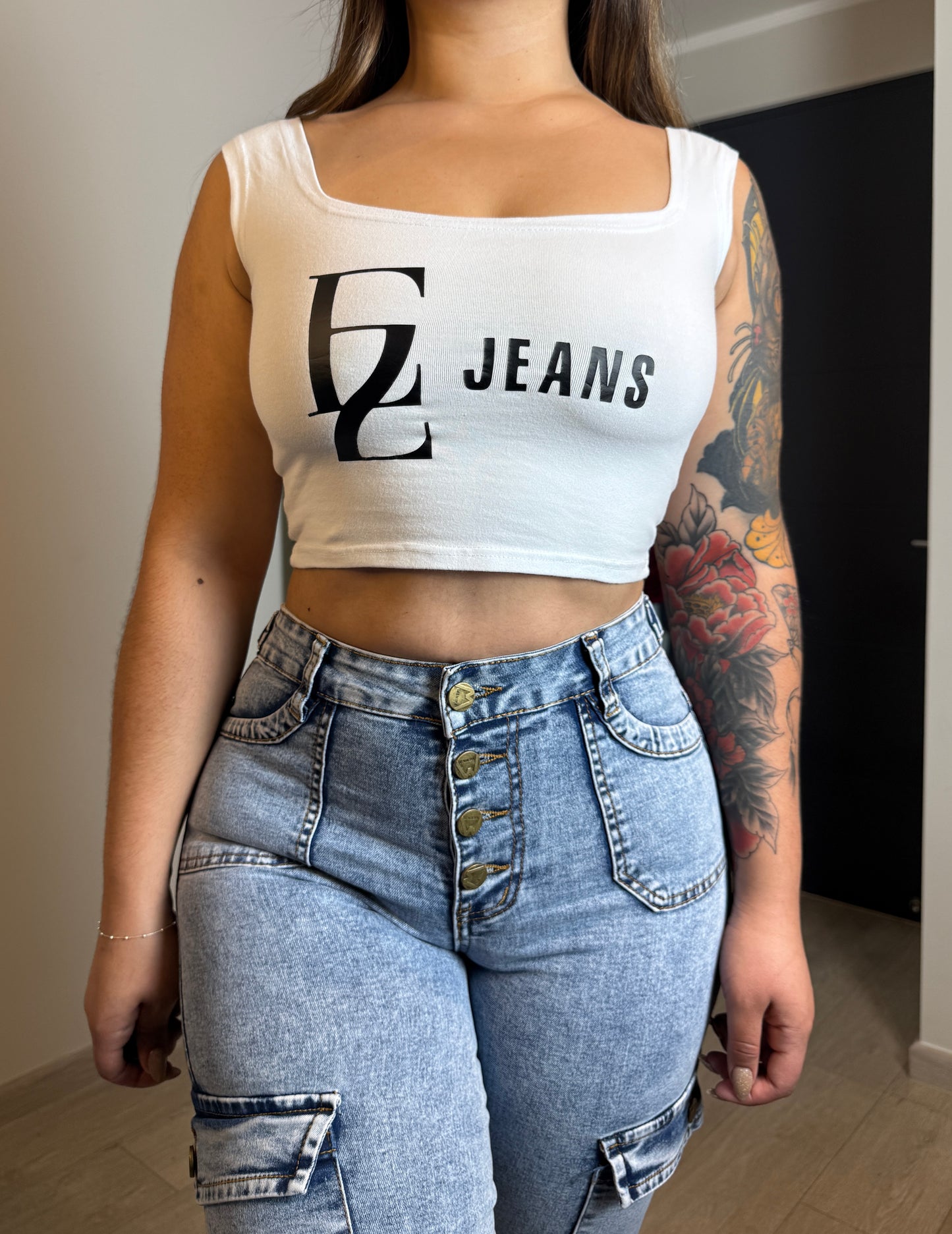 N2593-2 (H2) | Cargo Celeste Jaspeado 5 Botones | Menina | Venta Por Mayor