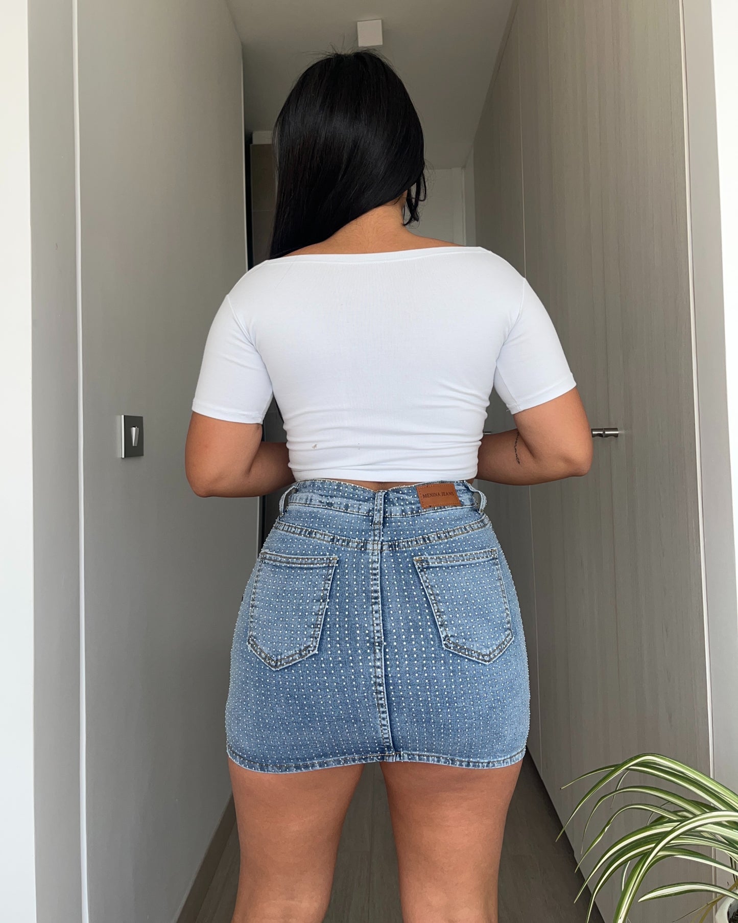 N670-2 (R1) | Falda Short Full Brillos Celeste | Menina | Venta Por Mayor