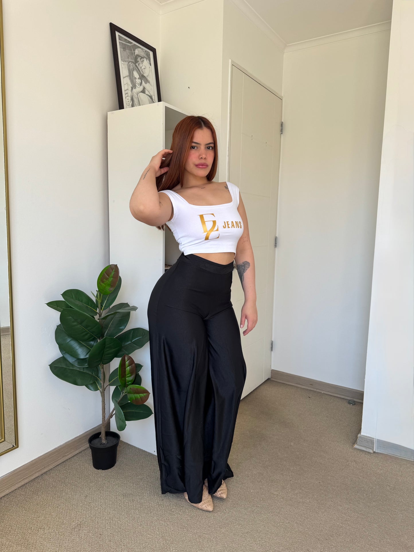 W4010 (Q3) | Pantalon Palazzo Satinado | HxH | Venta Por Mayor