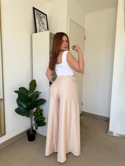 W4010 (Q3) | Pantalon Palazzo Satinado | HxH | Venta Por Mayor