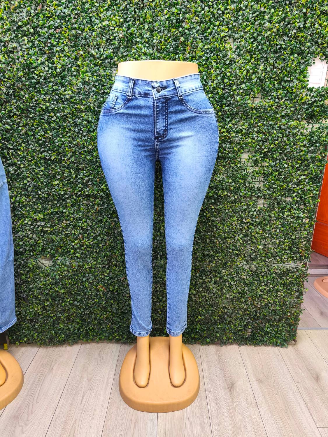 EZ2542 Skinny Nacional Celeste Jaspeado Ultra Push Up por mayor, vista frontal