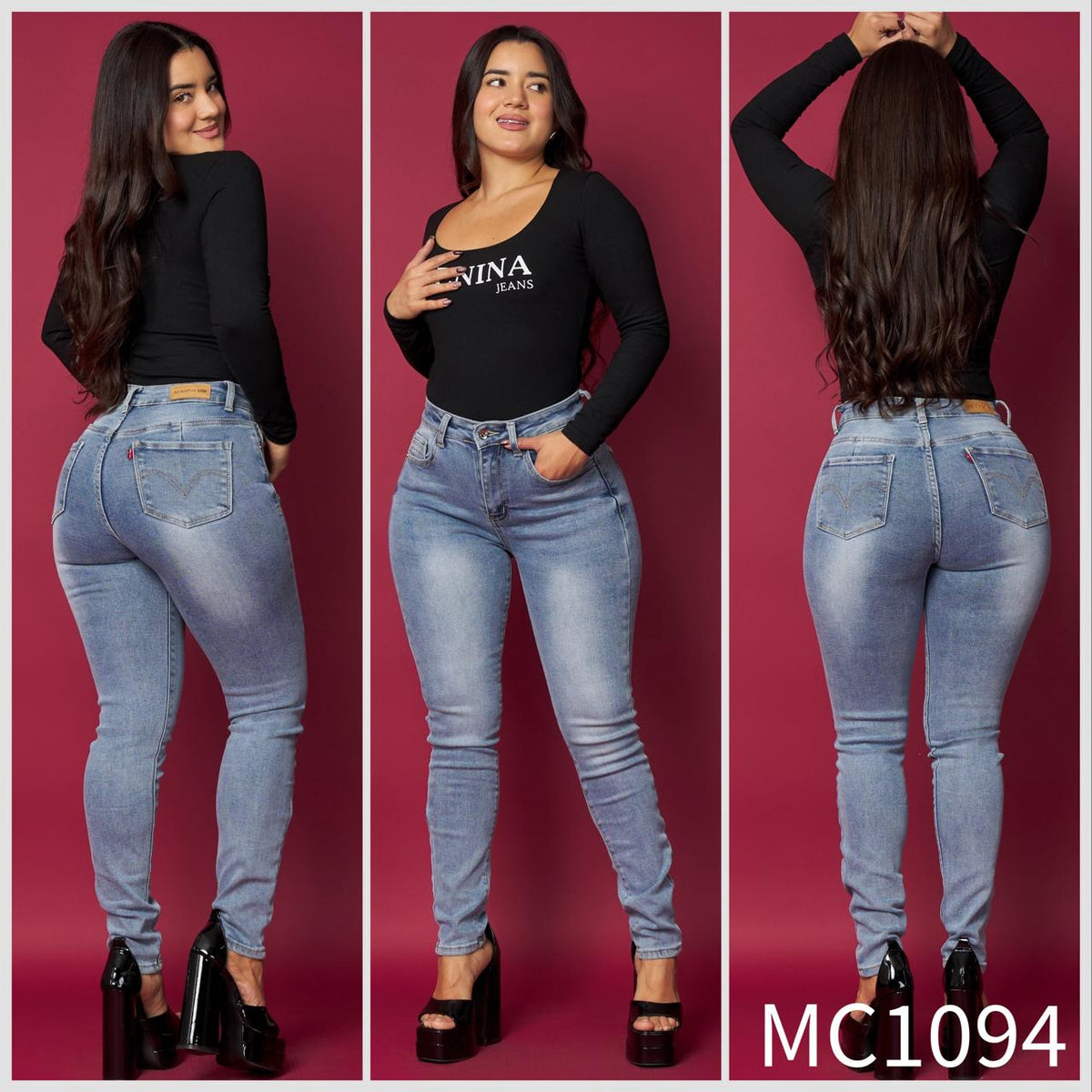 MC1094 (B6) | Skinny Celeste Focalizado | Venta Por Mayor
