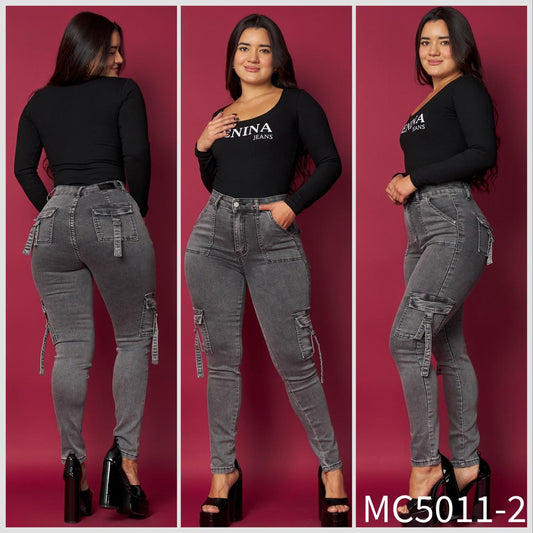 MC5011-2 (E5) | Skinny Gris Cargo | Venta Por Mayor