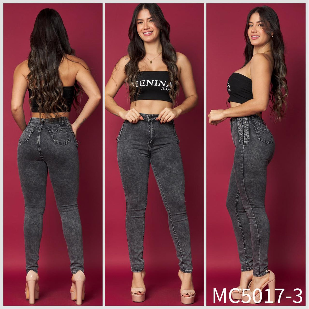 MC5017-3 (B5) | Skinny Grafito Trenzado | Venta Por Mayor