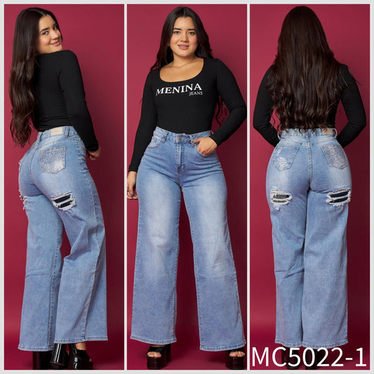 MC5022-1 (B1) | Wide Leg Celeste Focalizado | Venta Por Mayor