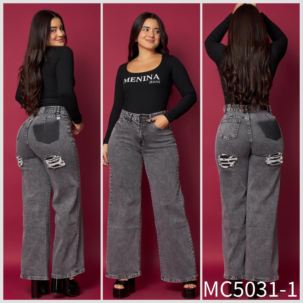 MC5031-1 (C1) | Wide Leg Gris | Venta Por Mayor