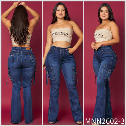 N2602-3 (L1) | Flare Cargo Azul Focalizado | Venta Por Mayor