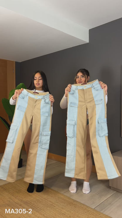 Jeans Wide Leg Cargo | Modelo A305-2 (M7) | Menina | Venta Por Mayor