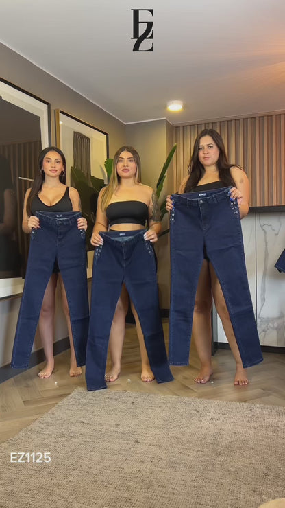 Jeans Skinny Trenzado Lineal | Modelo EZ1124 (J4)  | Moda Estroz | Venta Por Mayor