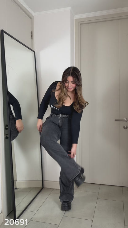20691 (O4) | Jeans Skinny Forrado Con Polar Gris | Moda Estroz | Venta Por Mayor