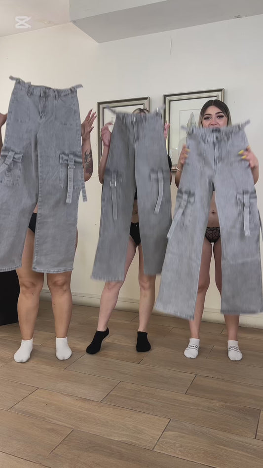 EZ5538 (R4) | Jeans Cargo Gris | EZ | Venta Por Mayor