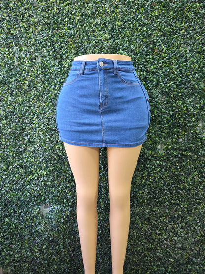 H604 Azul (Q6) | Falda Short Trenzada Azul | Venta Por Mayor