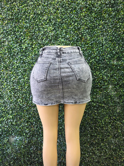H604 Gris (M7) | Falda Short Trenzada Gris | Venta Por Mayor