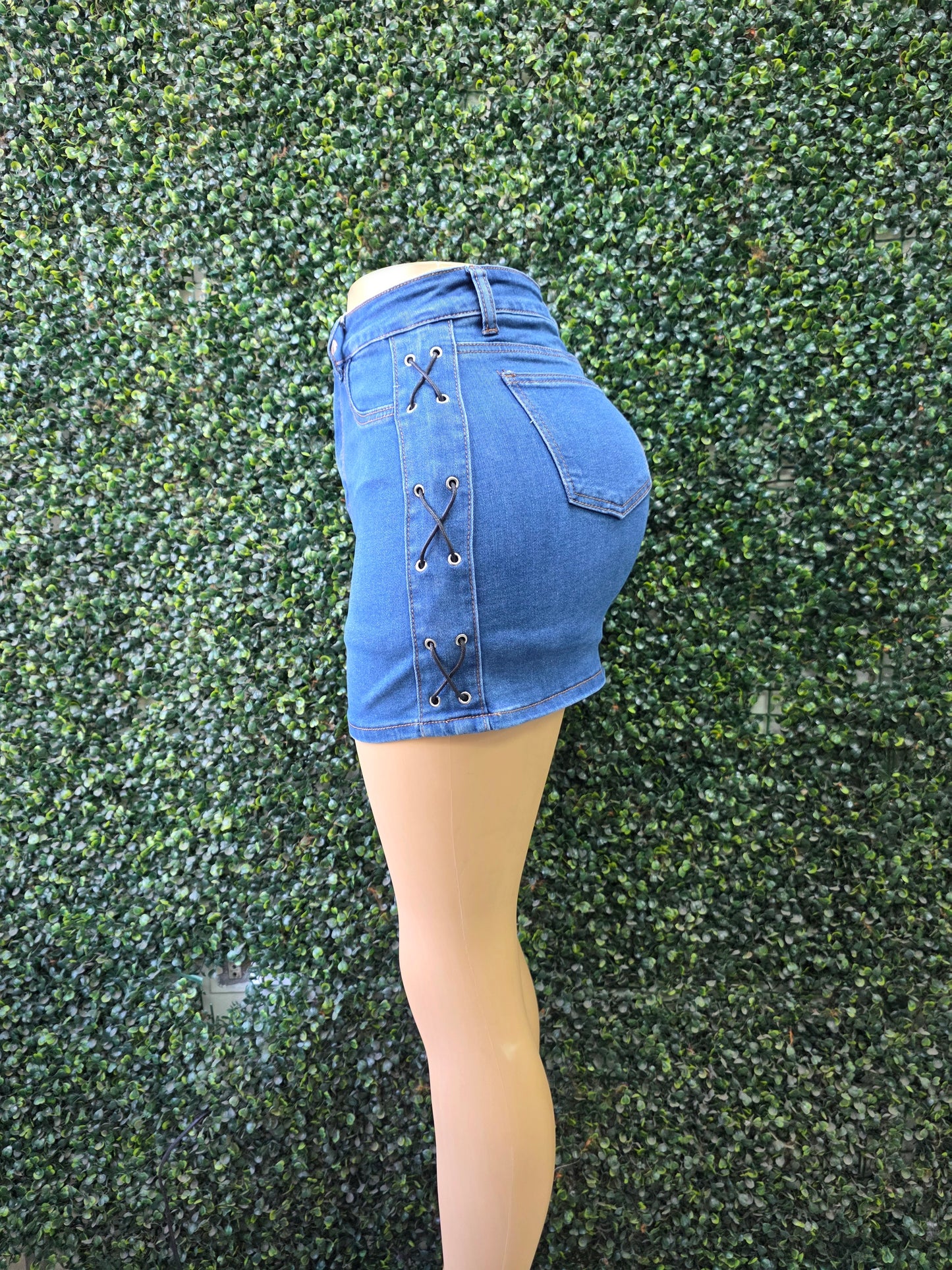 H604 Azul (Q6) | Falda Short Trenzada Azul | Venta Por Mayor