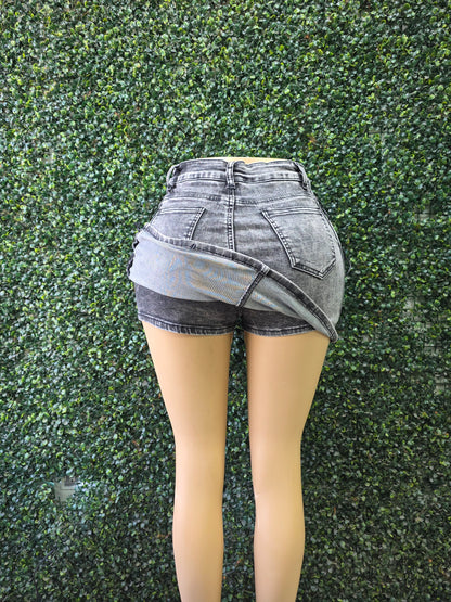 H604 Gris (M7) | Falda Short Trenzada Gris | Venta Por Mayor